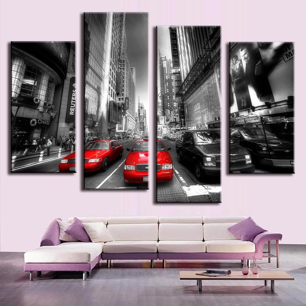 Pine Stretched  Framed 4 Panels - New York City