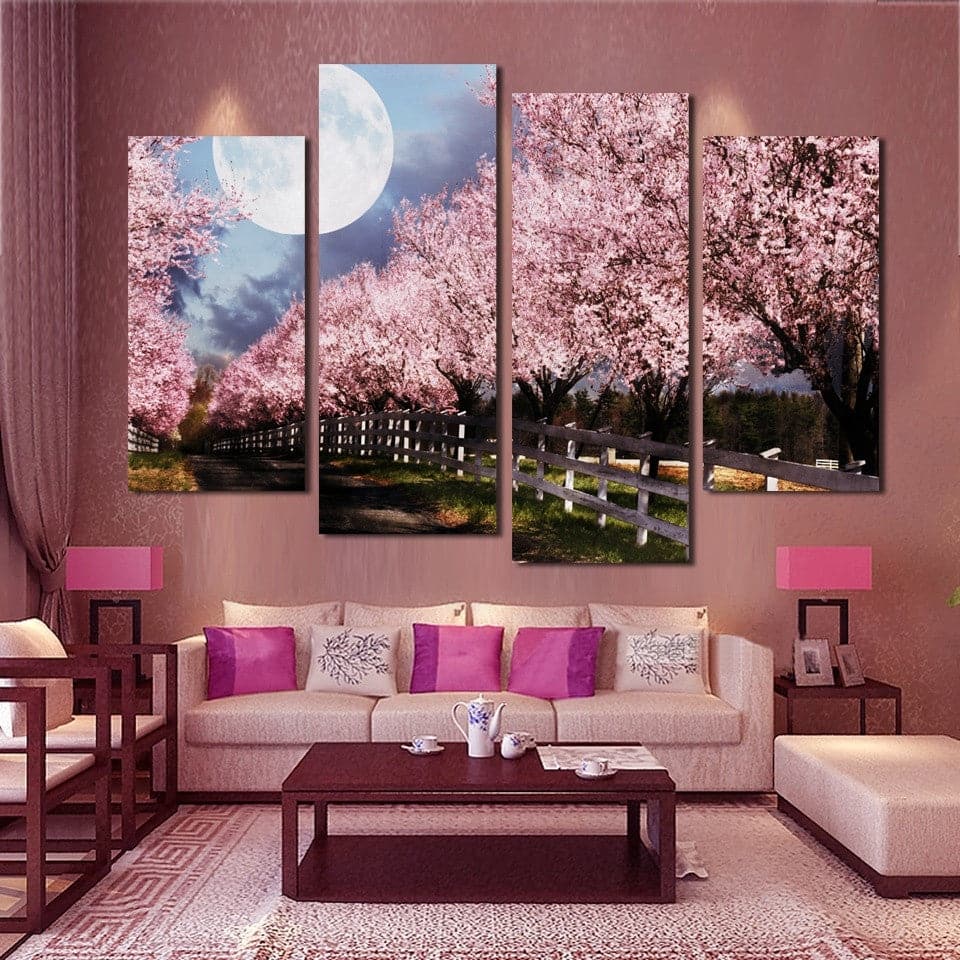 Framed 4 Panels - Cherry Tree