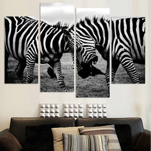 Framed 4 Panels - Zebras