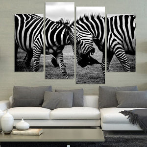 Framed 4 Panels - Zebras
