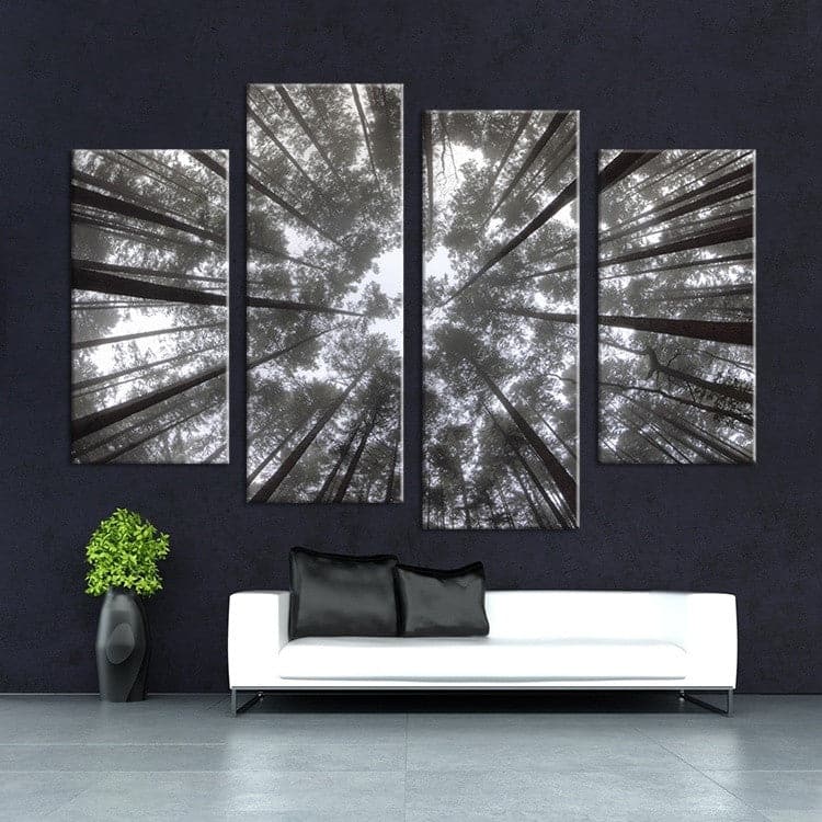 Pine Stretched  Framed 4 Panels - Tree