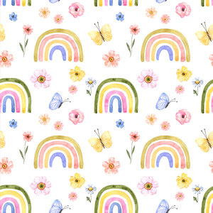 Pine Stretched  Framed 1 Panel - Kids Room - Cute Rainbow
