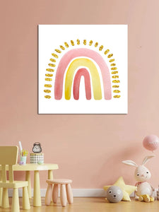 Pine Stretched  Framed 1 Panel - Kids Room - Cute Rainbow