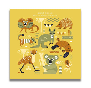 Pine Stretched  Framed 1 Panel  - Kids Room - Cute Animals of Australia