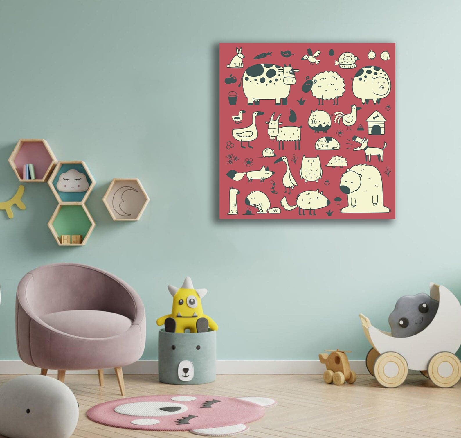Framed 1 Panel  - Kids Room - Cute Animal