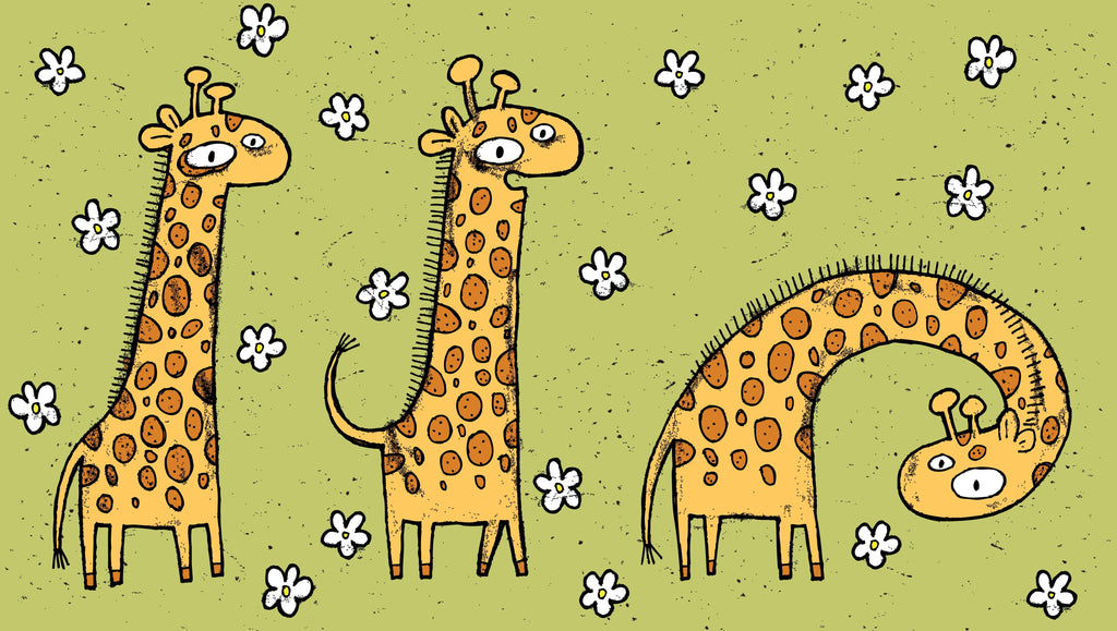 Framed 1 Panel  - Kids Room - Cute Giraffes