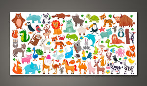 Pine Stretched  Framed 1 Panel  - Kids Room - Cute Animals