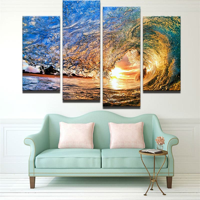 Framed 4 Panels - Wave