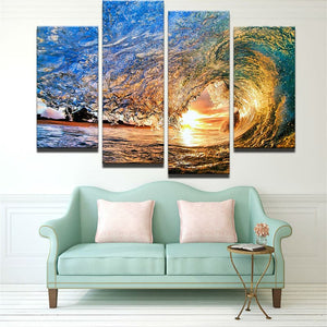 Framed 4 Panels - Wave