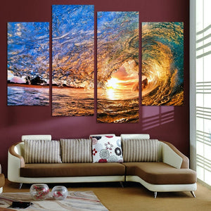 Framed 4 Panels - Wave