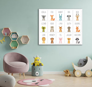 Framed 1 Panel  - Kids Room - Cute Animals