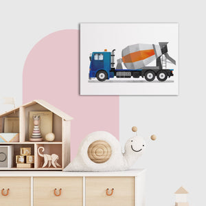 Framed 1 Panel - Kids Room - Cute Cement Mixer