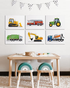 Framed 1 Panel - Kids Room - Cute Excavator