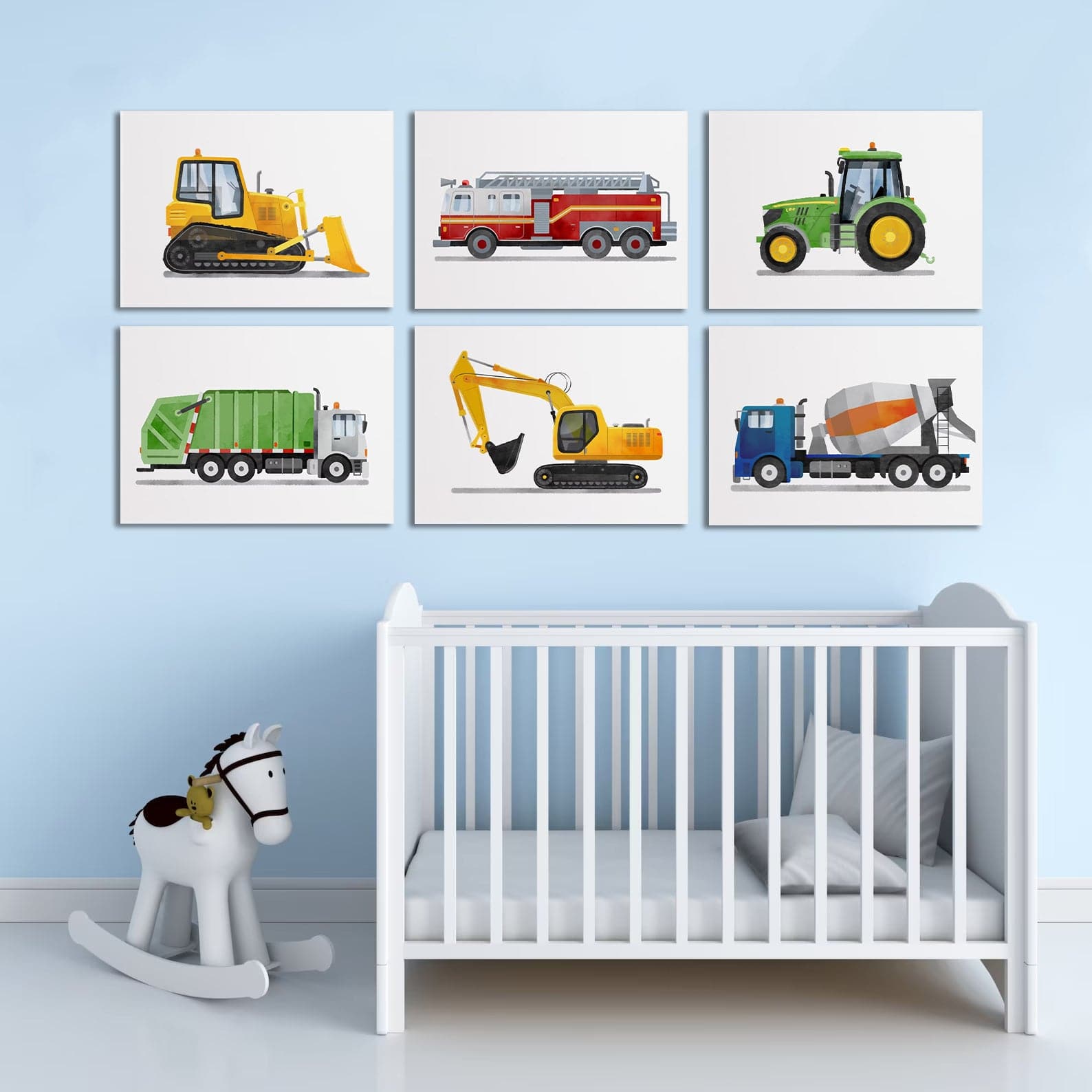 Framed 1 Panel - Kids Room - Cute Excavator