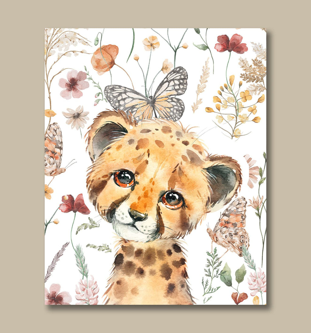 Pine Stretched  Framed 1 Panel - Kids Room - Cute Little Leopard