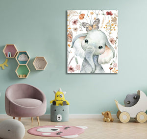 Framed 1 Panel - Kids Room - Cute Little Elephant