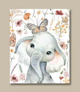 Framed 1 Panel - Kids Room - Cute Little Elephant