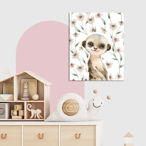 Pine Stretched  Framed 1 Panel - Kids Room - Cute Little Surikat