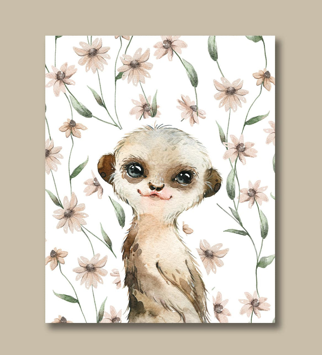 Pine Stretched  Framed 1 Panel - Kids Room - Cute Little Surikat