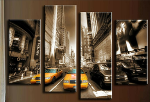 Pine Stretched  Framed 4 Panels - New York City