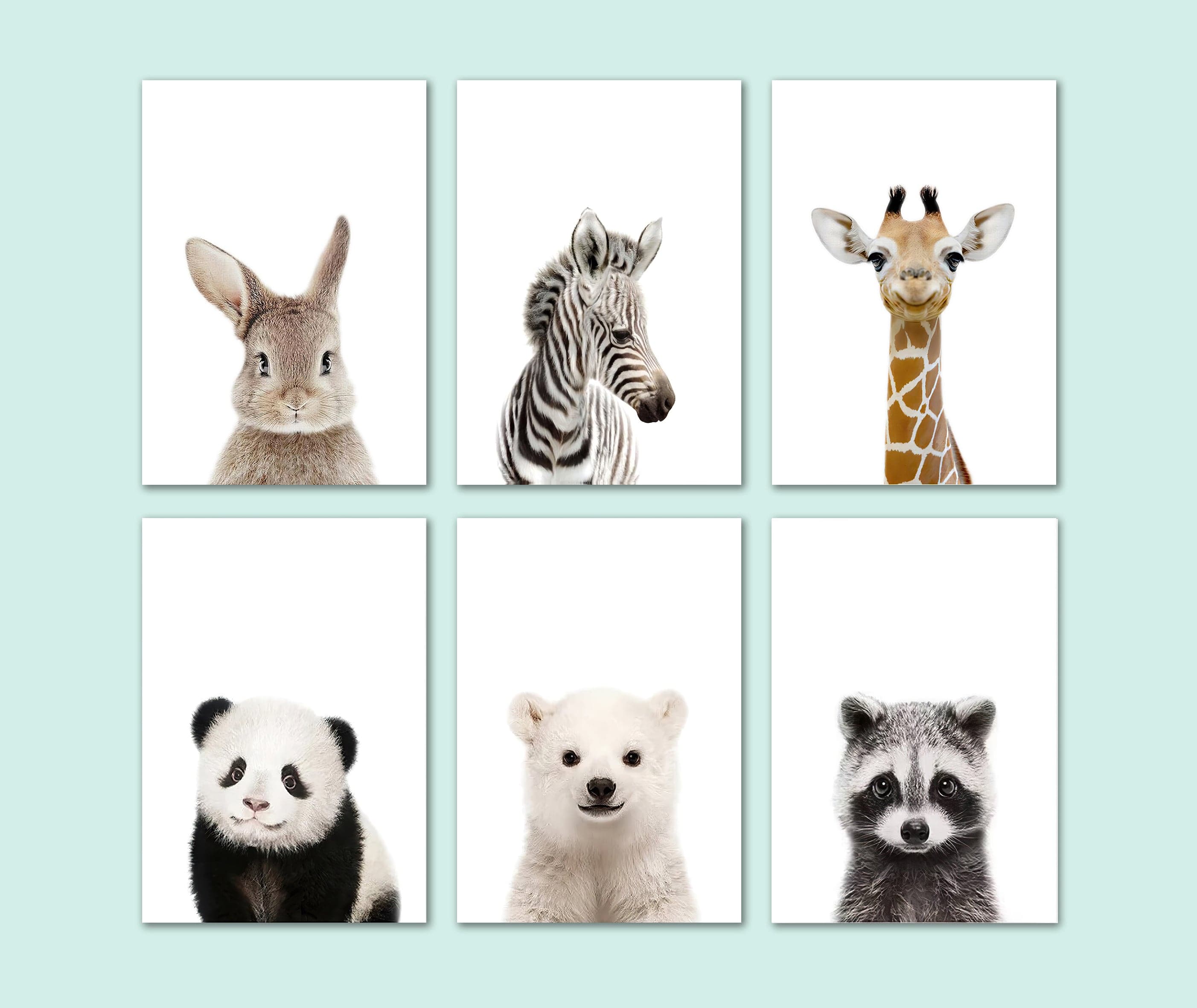 Framed 6 Panels - Kids Room - Set of Cute Animals