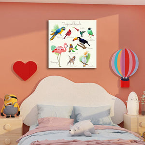 Framed 1 Panel - Kids Room - Tropical Birds