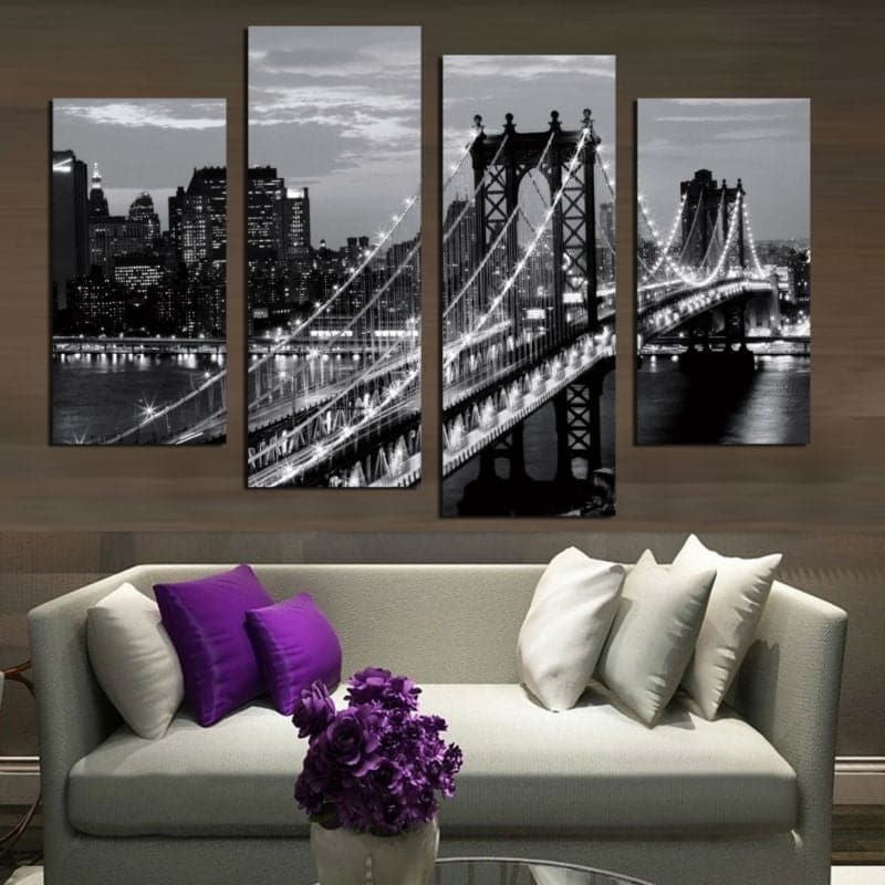 Framed 4 Panels - City Night