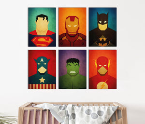 Framed 6 Panels - Kids Room - Super Hero