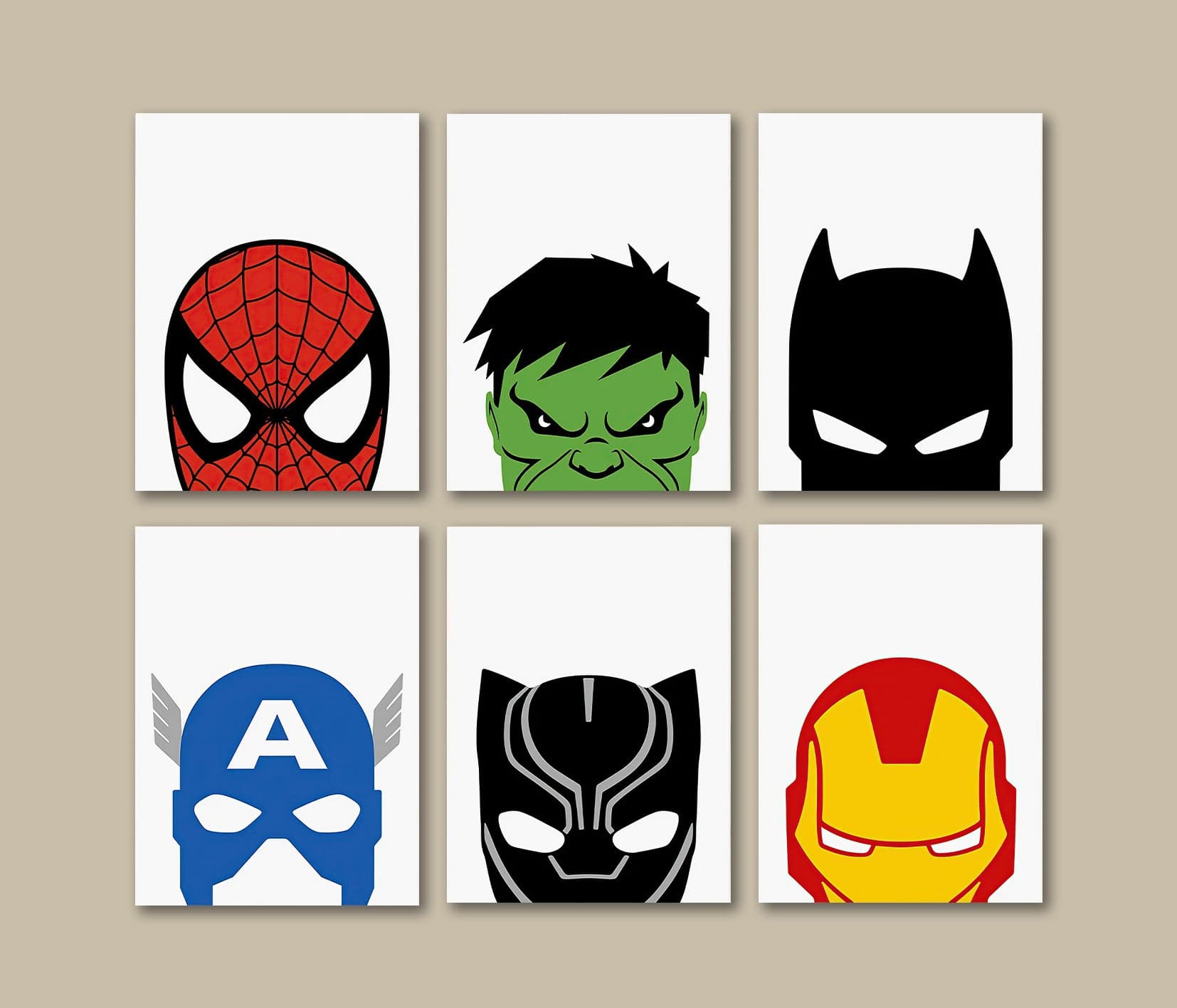 Framed 6 Panels - Kids Room - Set of Super Hero