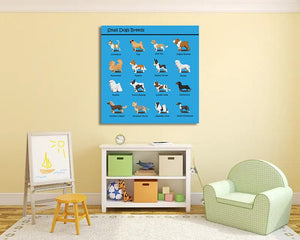 Pine Stretched  Framed 1 Panel - Kids Room - Small Dogs