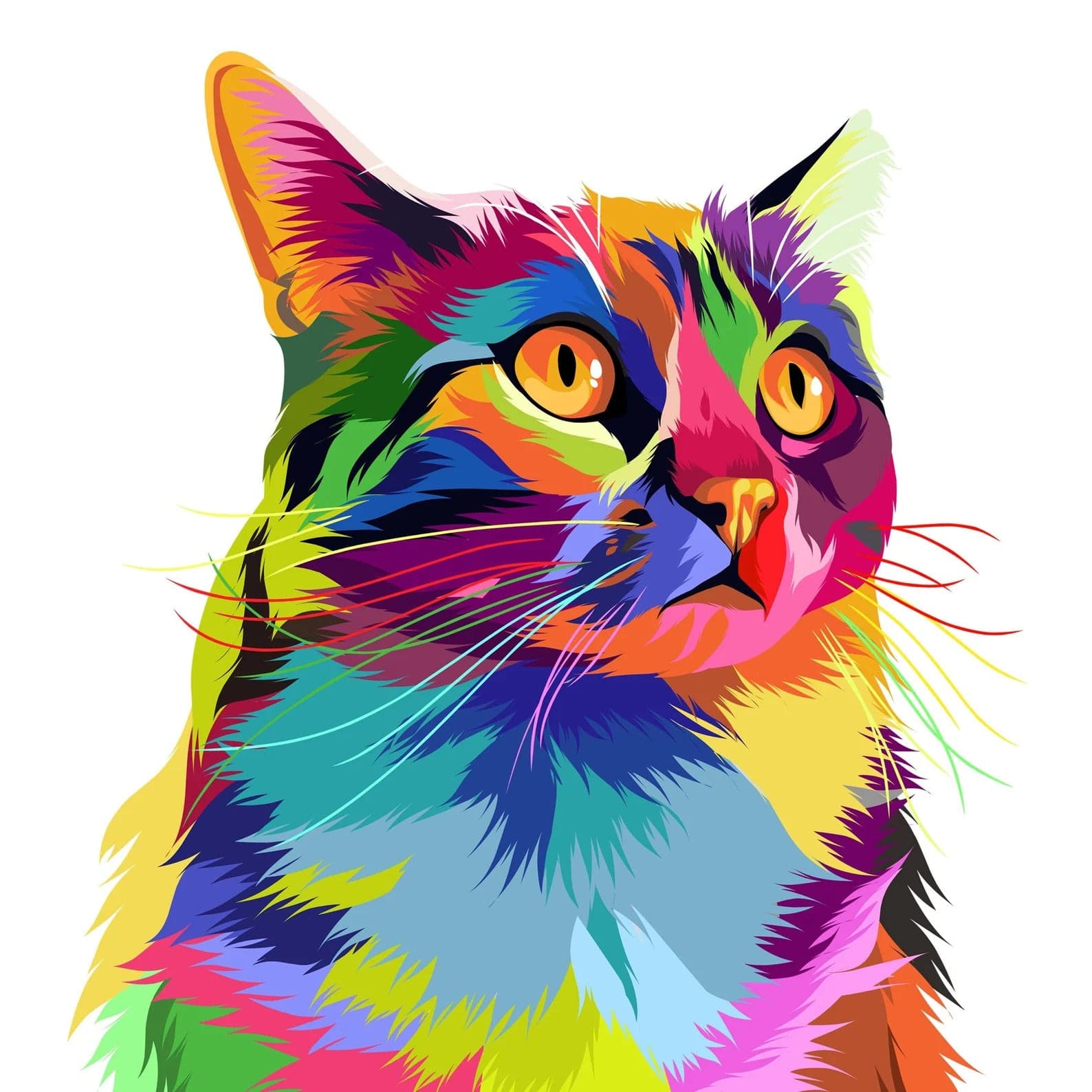 Pine Stretched  Framed 1 Panel - Kids Room - Rainbow Cat