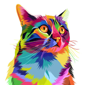 Pine Stretched  Framed 1 Panel - Kids Room - Rainbow Cat