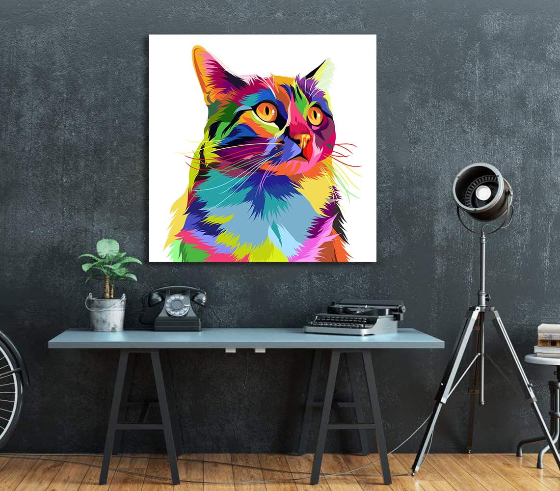 Framed 1 Panel - Kids Room - Rainbow Cat
