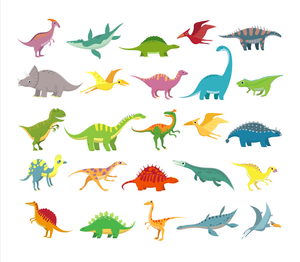 Pine Stretched  Framed 1 Panel - Kids Room - Cartoon Dinosaurs