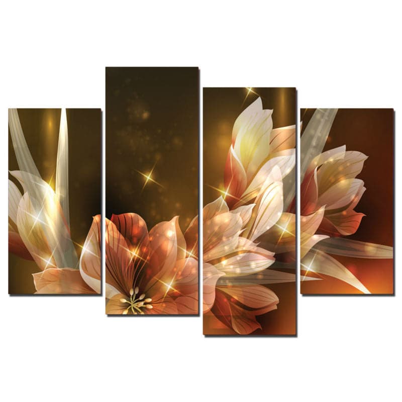 Framed 4 Panels - Flower