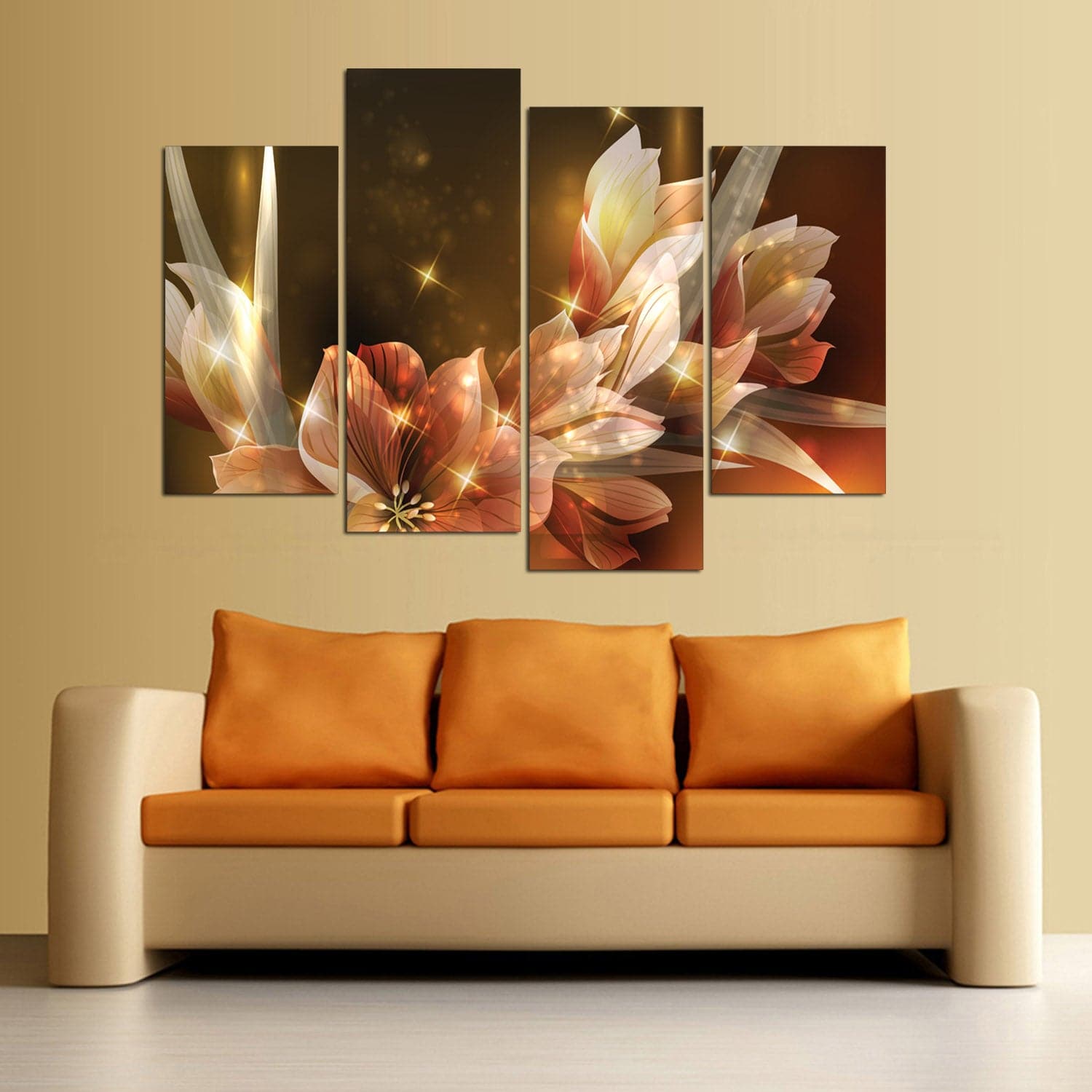Framed 4 Panels - Flower