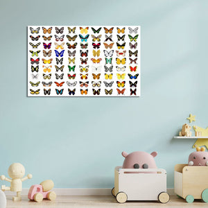 Pine Stretched  Framed 1 Panel  - Kids Room - Butterflies