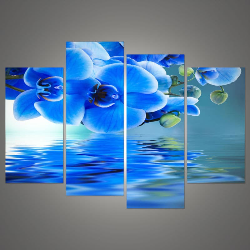 Pine Stretched  Framed 4 Panels - Flower