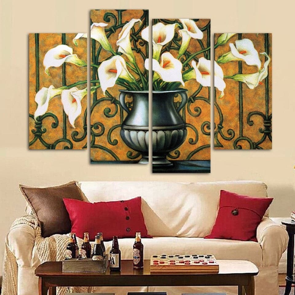 Framed 4 Panels - Flower
