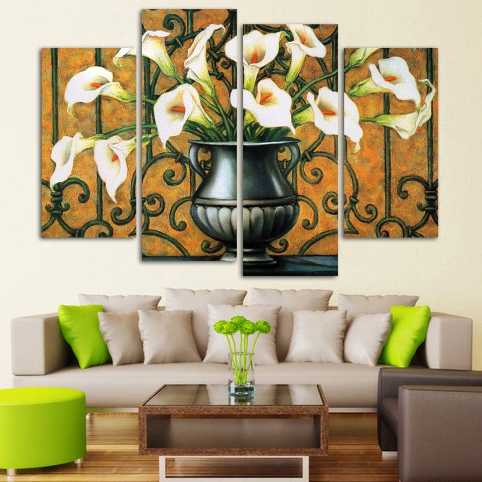 Framed 4 Panels - Flower