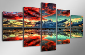 Framed 5 Panels - Seascape