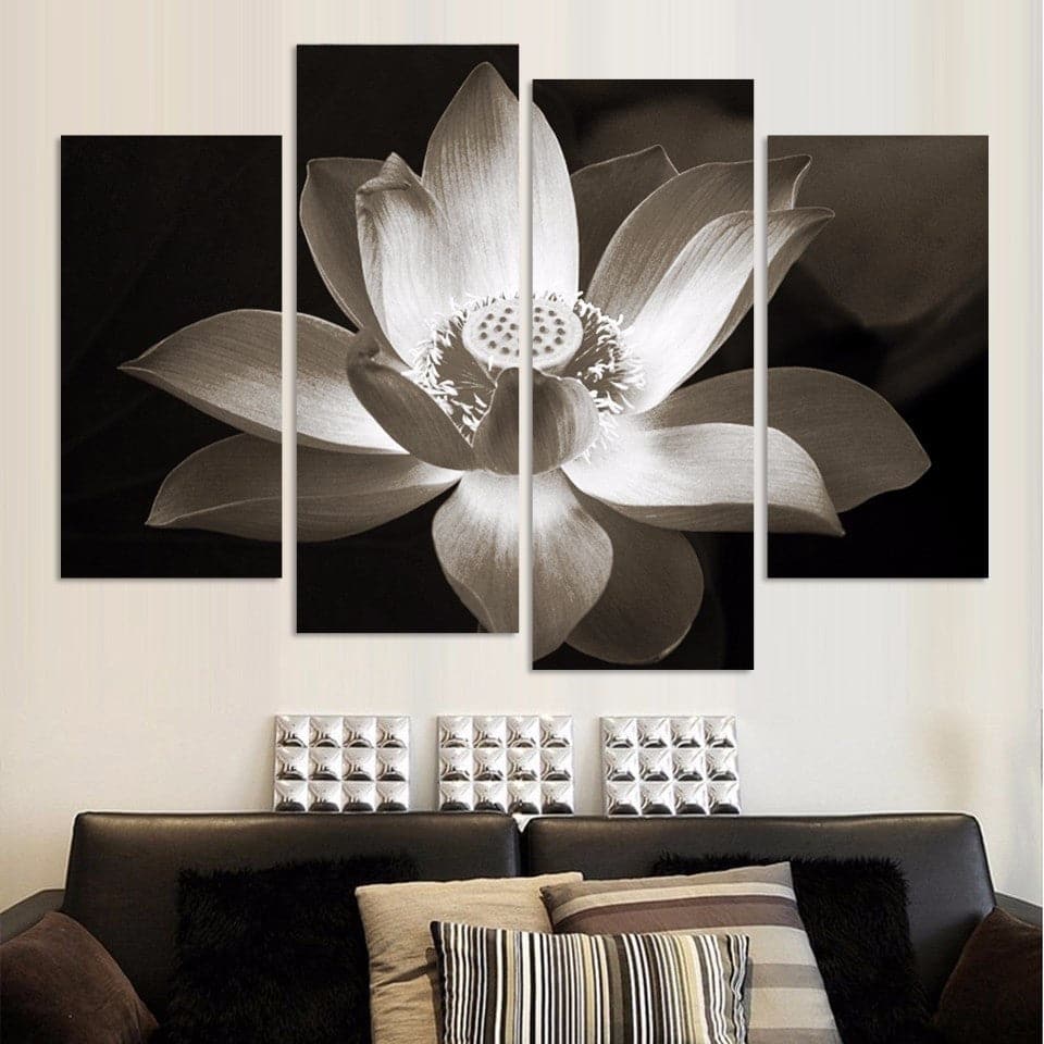 Framed 4 Panels - Lotus