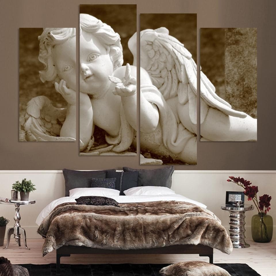 Pine Stretched  Framed 4 Panels - Angel