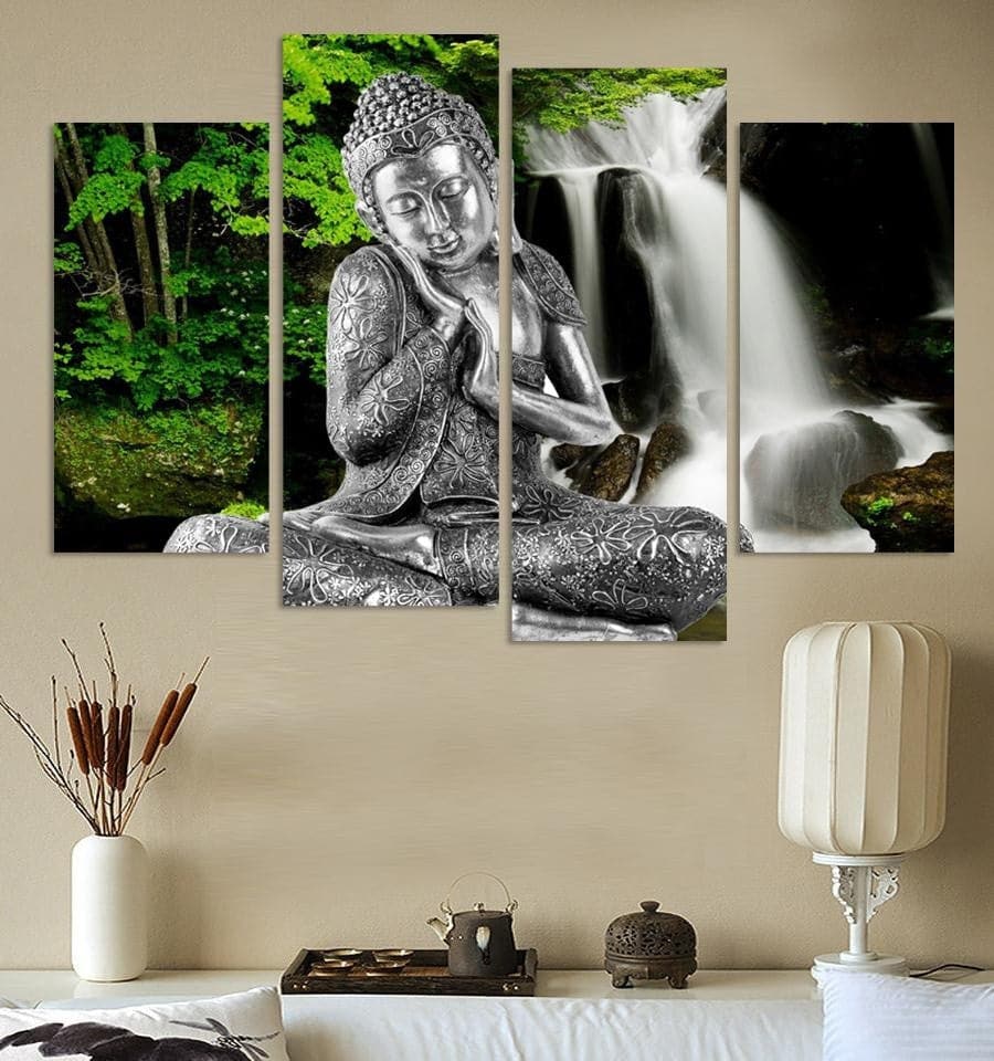 Framed 4 Panels - Buddha