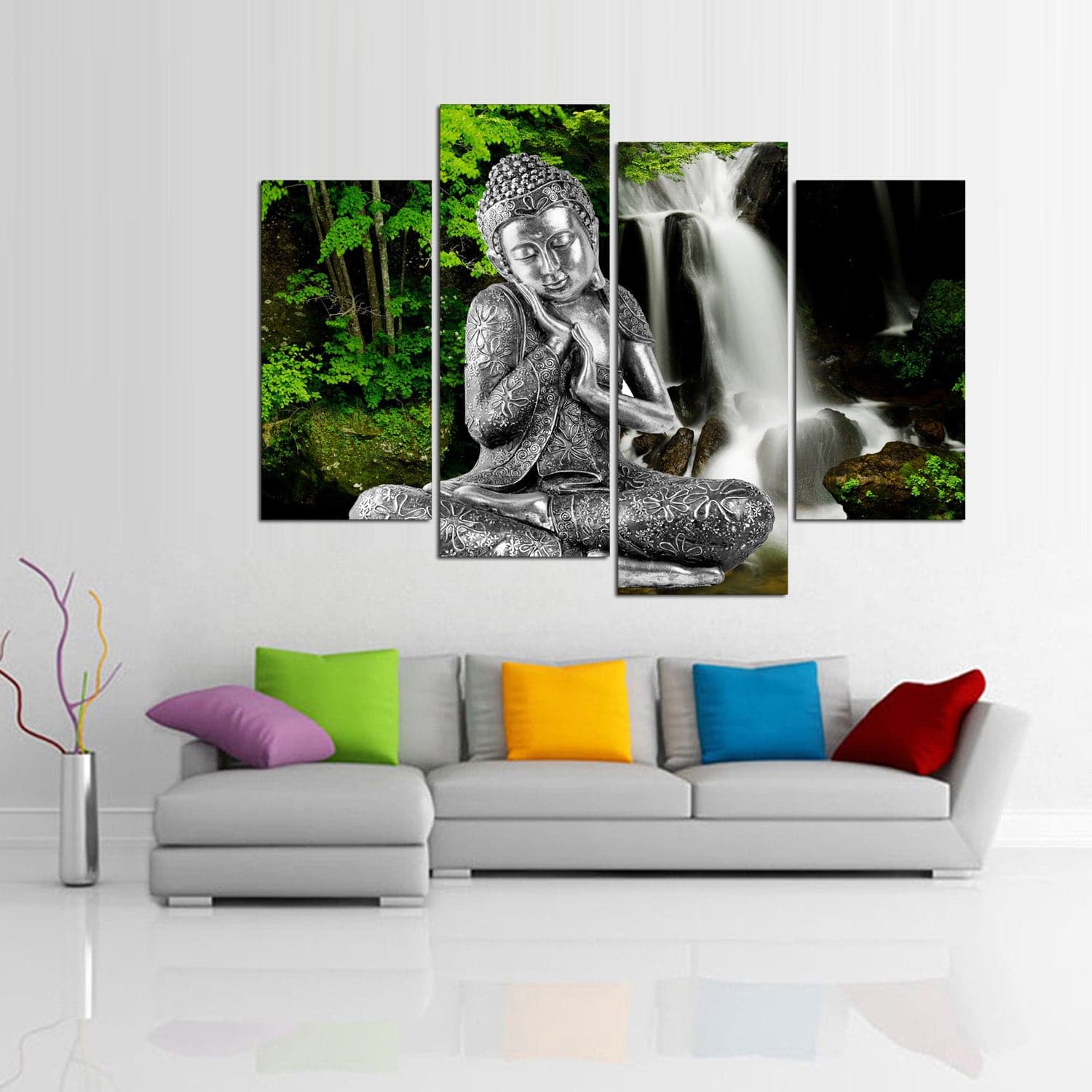 Framed 4 Panels - Buddha