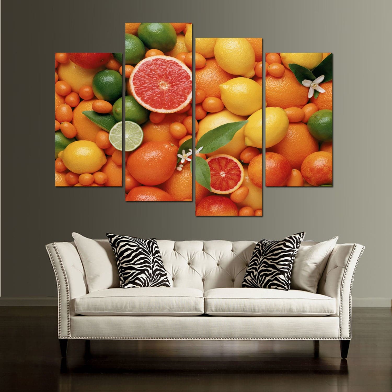 Framed 4 Panels - Orange