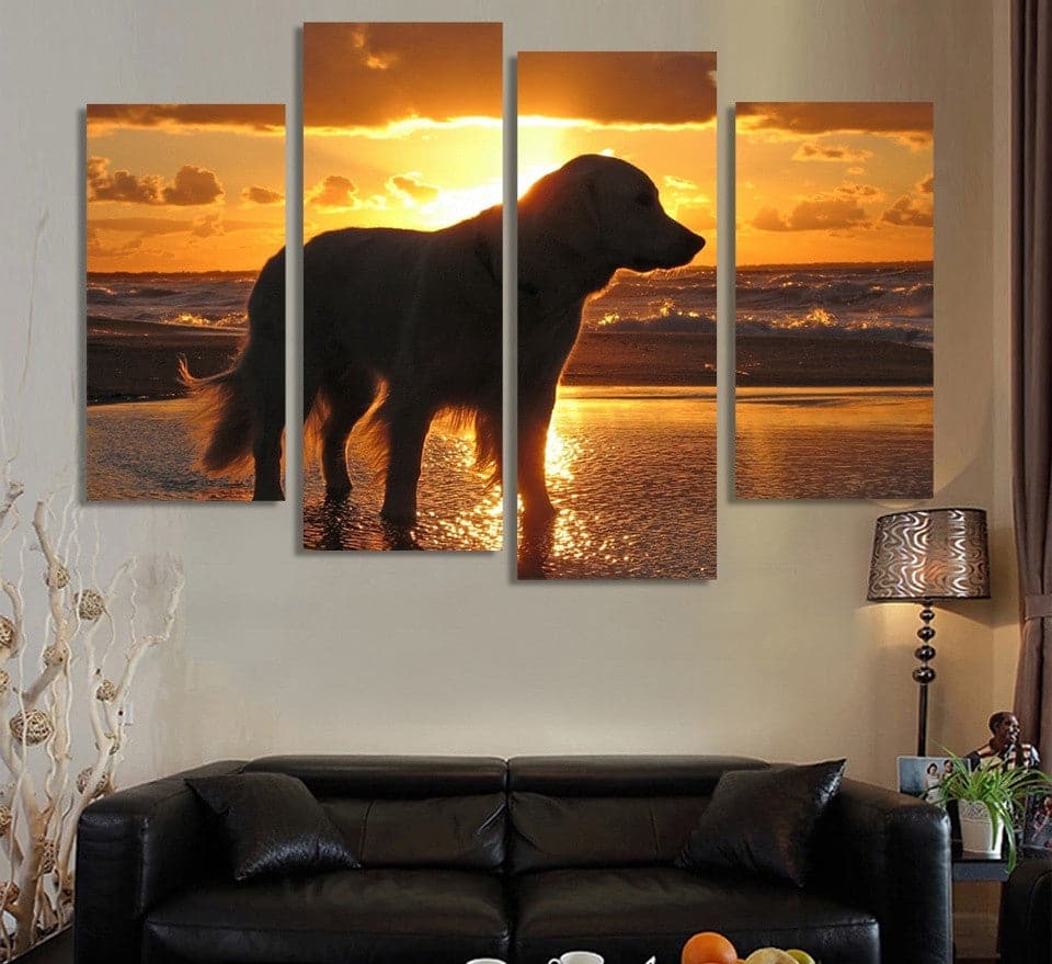Framed 4 Panels - Dog