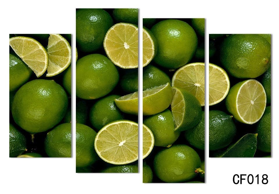 Framed 4 Panels - Green Lemon