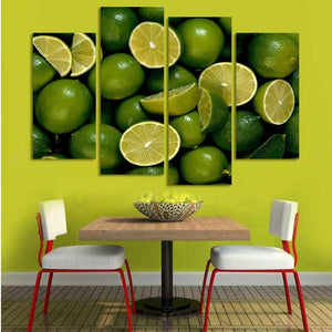 Framed 4 Panels - Green Lemon