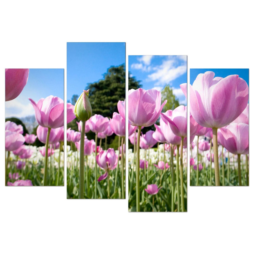 Pine Stretched  Framed 4 Panels - Flower